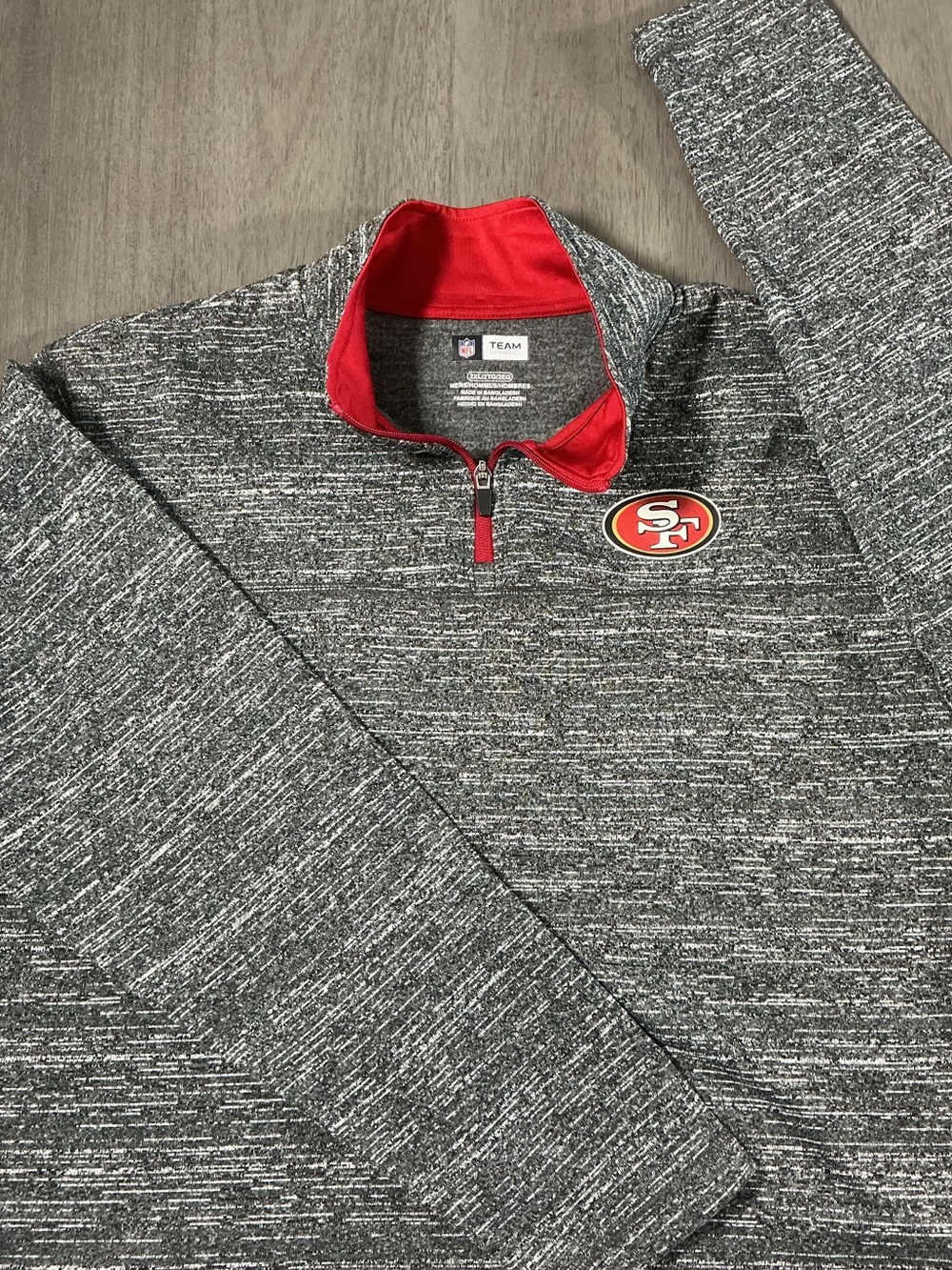 NFL Team Apparel San Francisco 49ers Gray Space Quarter-Zip Pullover Size XXL